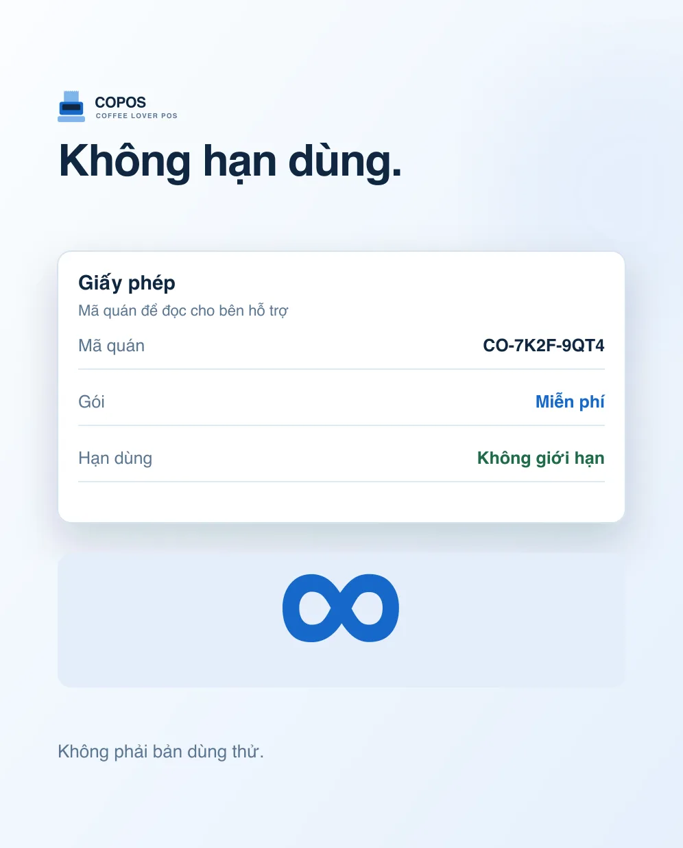 Thẻ Giấy phép: gói Miễn phí, hạn dùng Không giới hạn