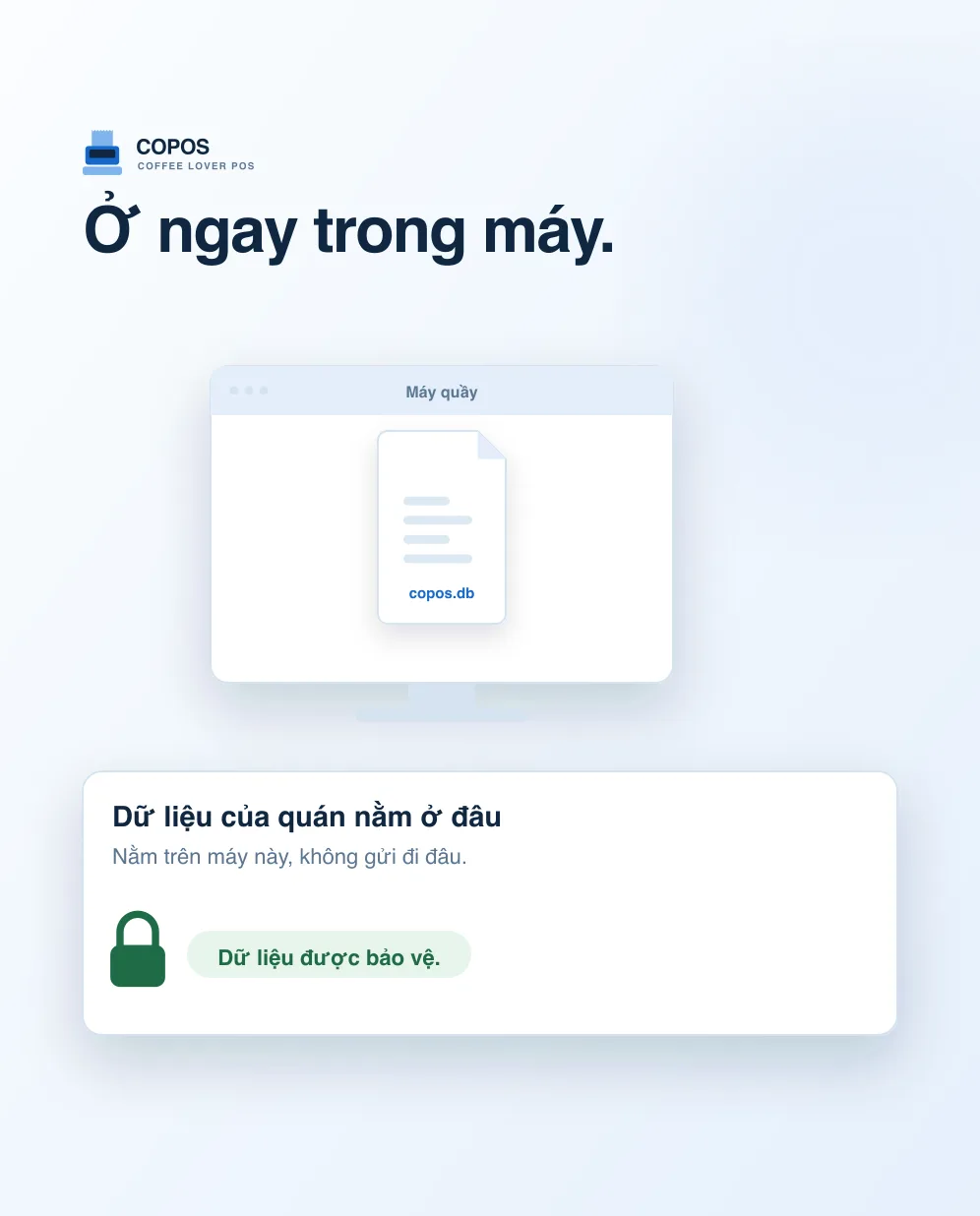 Tệp dữ liệu copos.db nằm trong máy quầy
