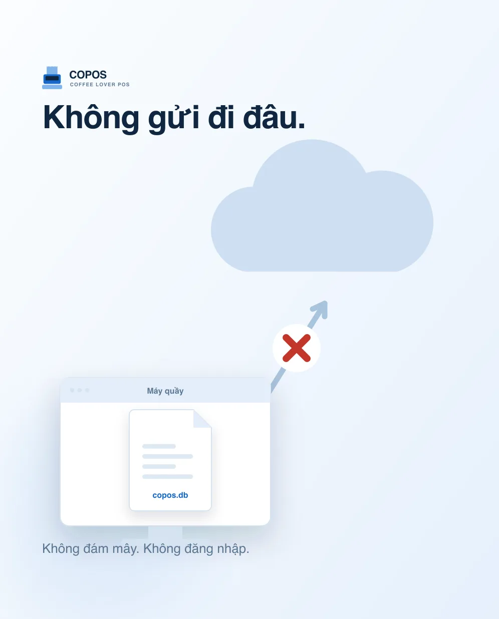 Đường dữ liệu đi lên đám mây bị gạch chéo