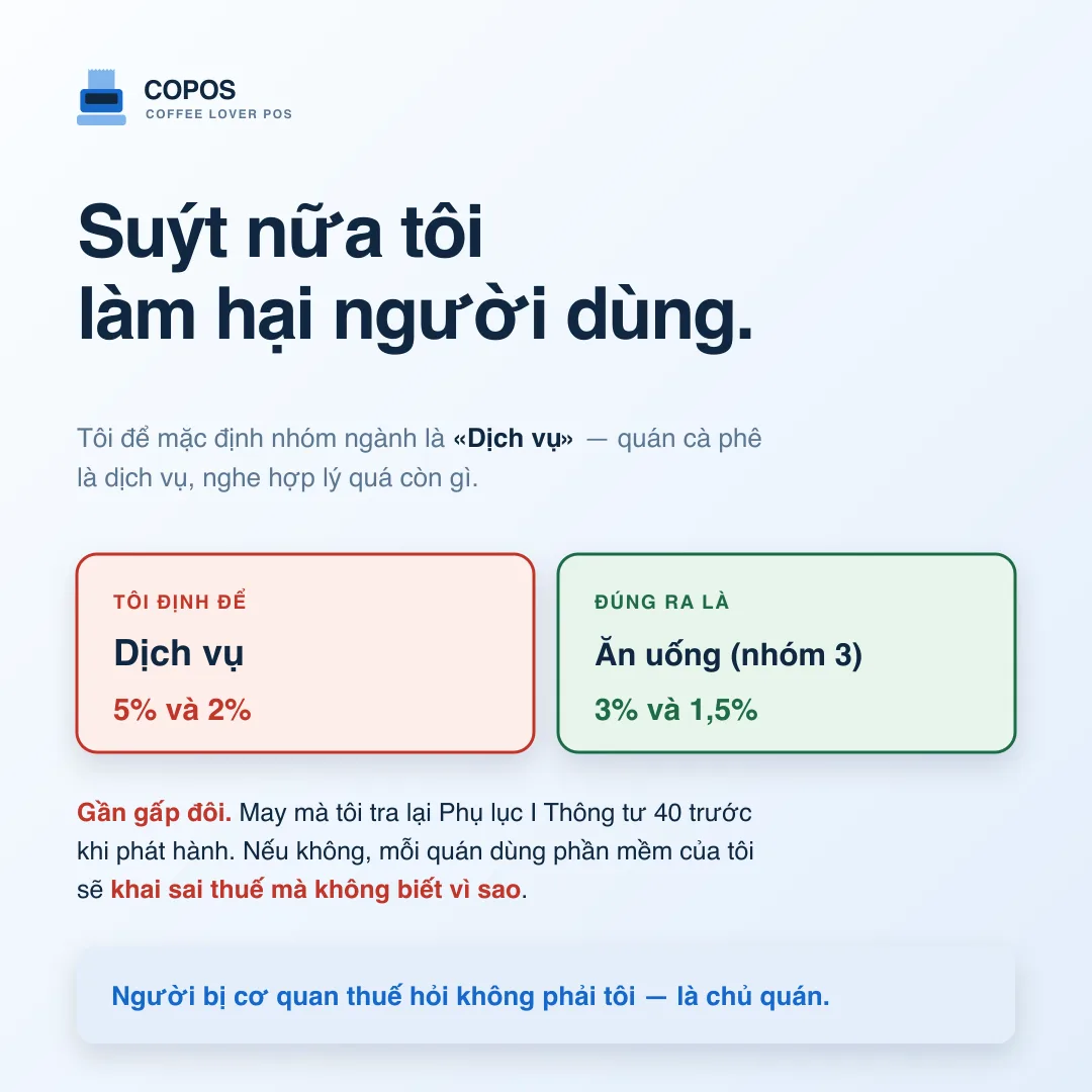 Suýt để sai nhóm thuế 5% thay vì 3%