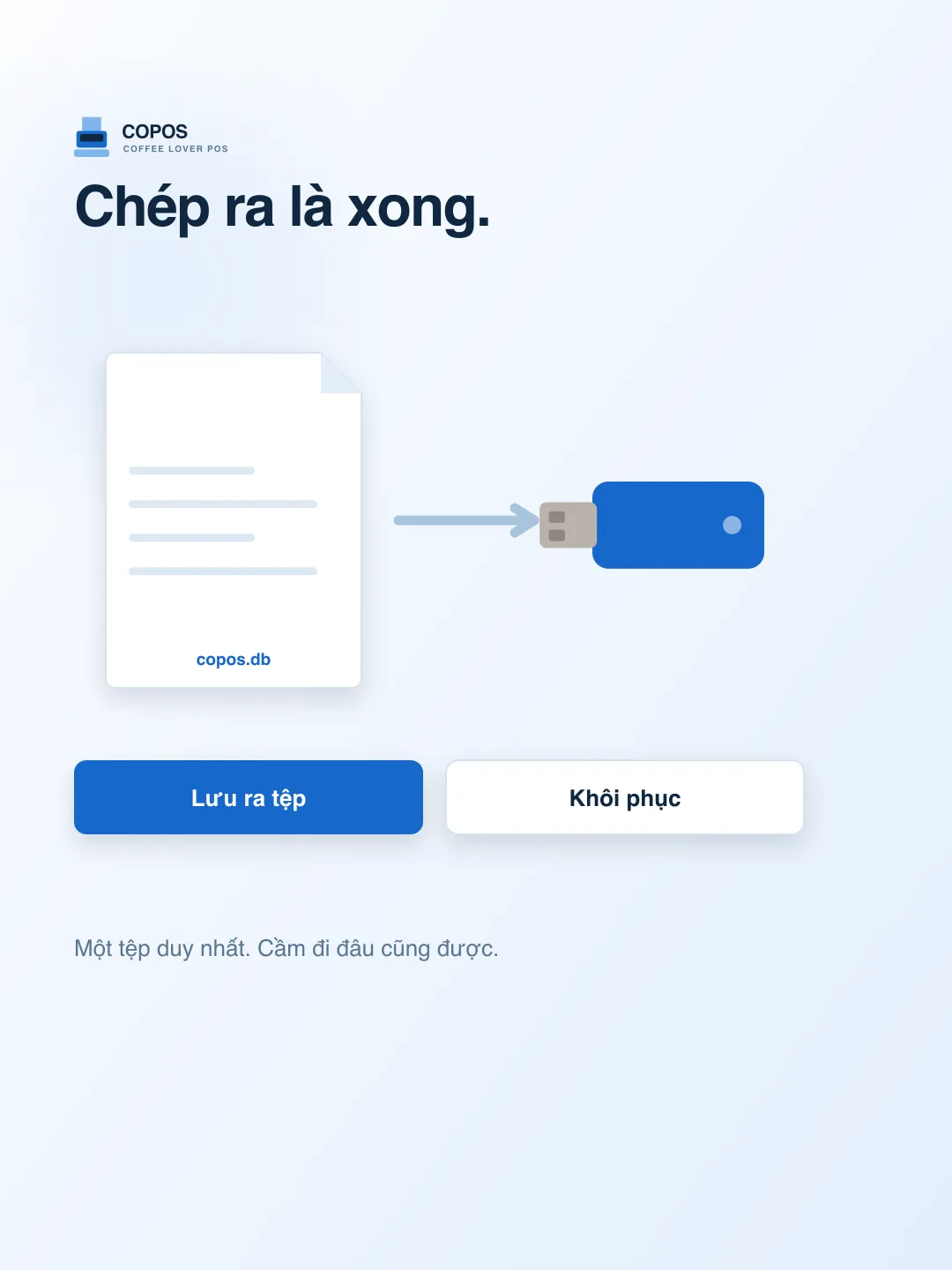 Bản sao là một tệp, chép sang USB là xong